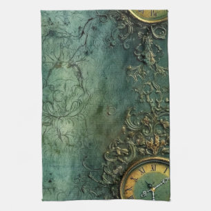 Linge De Cuisine Horloge Vintage Steampunk Émeraude Foncé