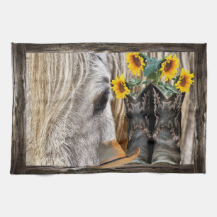 Linge De Cuisine Horse Cowboy Boots Cowboy Casquette Rustic Barque