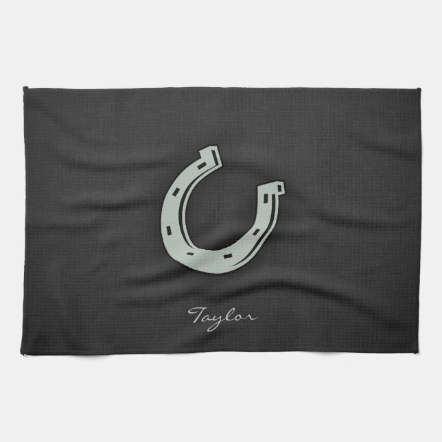 Linge De Cuisine Horseshoe gris cendré (Horizontal)