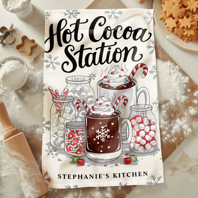 Linge De Cuisine Hot Cocoa Station Noël personnalisé (Créateur téléchargé)