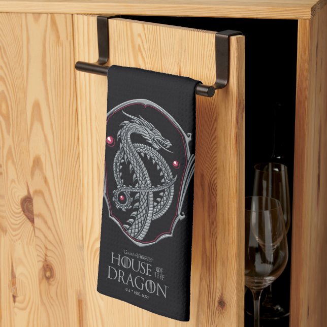 Linge De Cuisine HOUSE OF THE DRAGON | Silver Dragon Crest (Pliage en tiers)