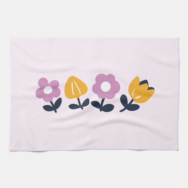 Linge De Cuisine Hugs d'avril et nez mouillé - partie florale (Horizontal)