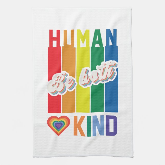 Linge De Cuisine humain | Être gentil | Arc en ciel | LGBTQ (Vertical)