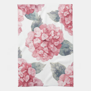 Linge De Cuisine Hydrangeas Roses Peinture Fleurs Aquarelle Florale