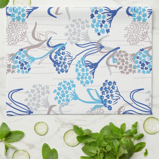 Linge De Cuisine Hydrangée légère et aérée Motif floral (Plié)