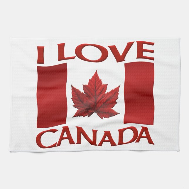 Linge De Cuisine I Love Canada Souvenir Towel Canada Tea Towel Cade (Horizontal)