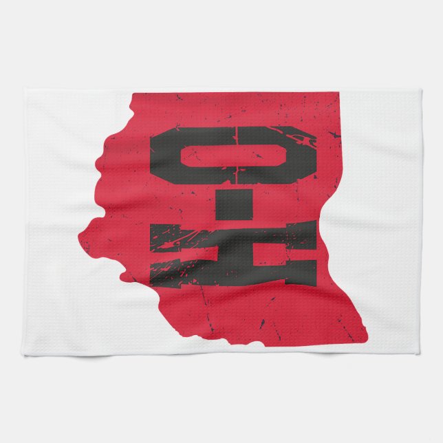 Linge De Cuisine I Love My Ohio Home Script Ohio Buckeye State (Horizontal)