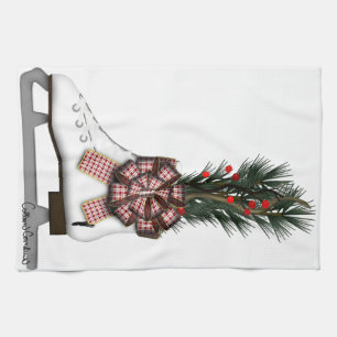 Linge De Cuisine Ice Skate Christmas Decoration with Tartan Bow