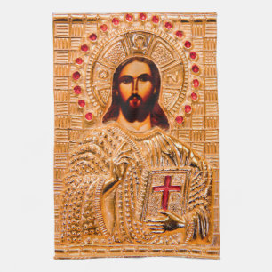 Linge De Cuisine Icône d'or de Jésus-Christ