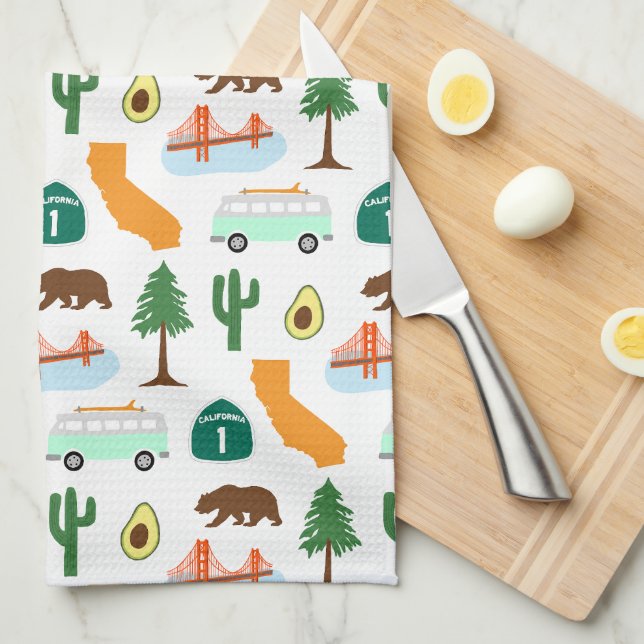 Linge De Cuisine Icônes de Californie (Quart Plié)