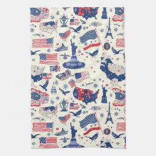 Linge De Cuisine Icônes patriotiques - Statue de la Liberté, Drapea