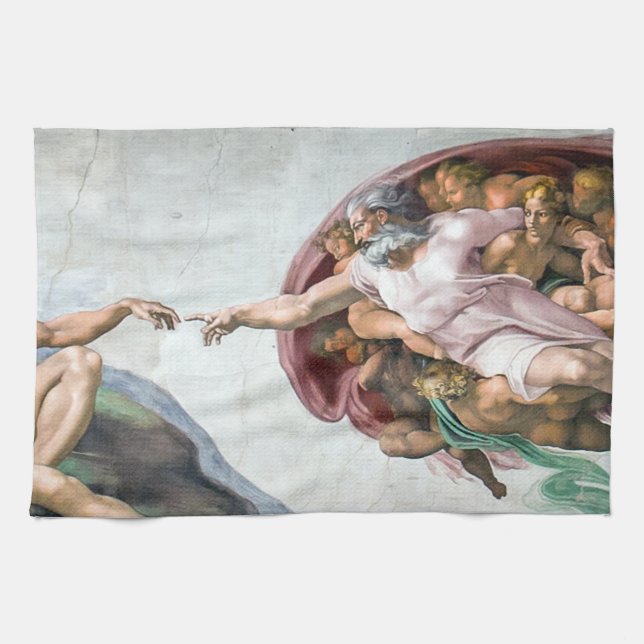 Linge De Cuisine Iconique Michelangelo Création d'Adam (Horizontal)