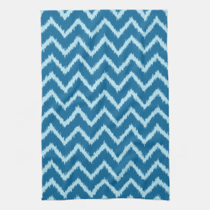 Linge De Cuisine Ikat Chevrons - Indigo et bleu pâle