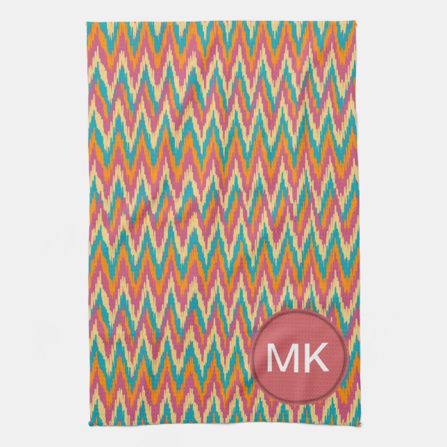 Linge De Cuisine iKat Zigzag Design Couleurs d'épices (Vertical)