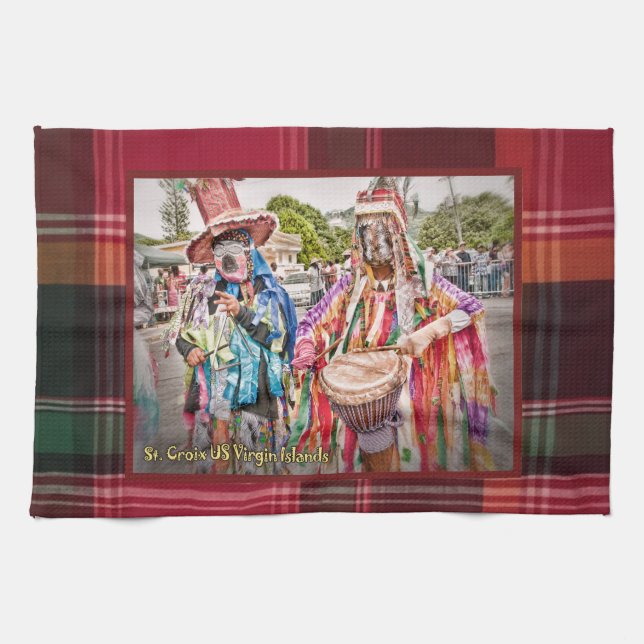 Linge De Cuisine Îles Vierges Masqueraders Sainte Croix USVI Madras (Horizontal)