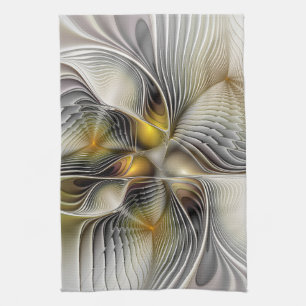 Linge De Cuisine Illusion Optique Abstrait 3D Fractal Avec Profonde