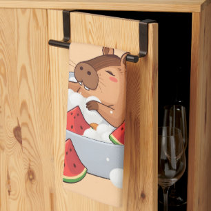 Linge De Cuisine Illustration adorable de capybara dans un bain de