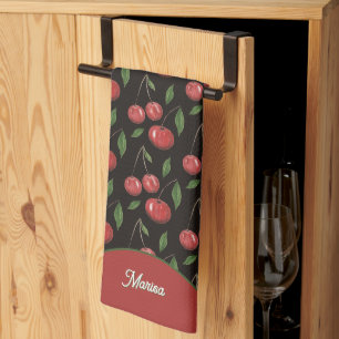 Linge De Cuisine Illustration aquarelle de cerises rouges sucrées