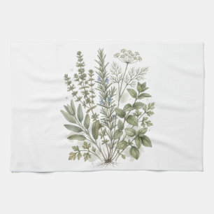 Linge De Cuisine Illustration aquarelle d'herbes culinaires vintage