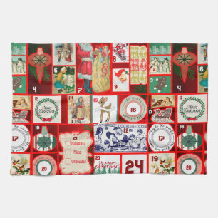 Linge De Cuisine Illustration de bloc de Noël au carré pour l'Avent
