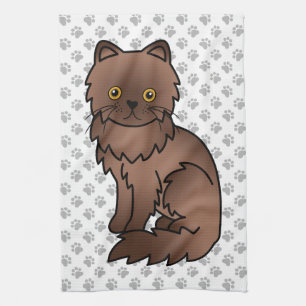 Linge De Cuisine Illustration de chat de dessin animé mignon persan
