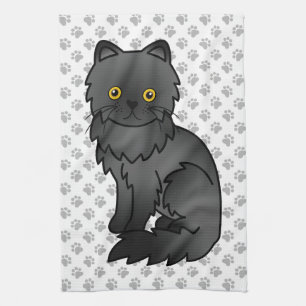 Linge De Cuisine Illustration de chat de dessin animé persan noir m