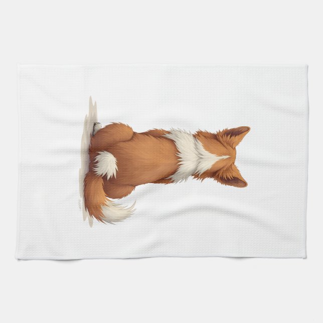 Linge De Cuisine Illustration de chien vue de dos vintage sur fond  (Horizontal)