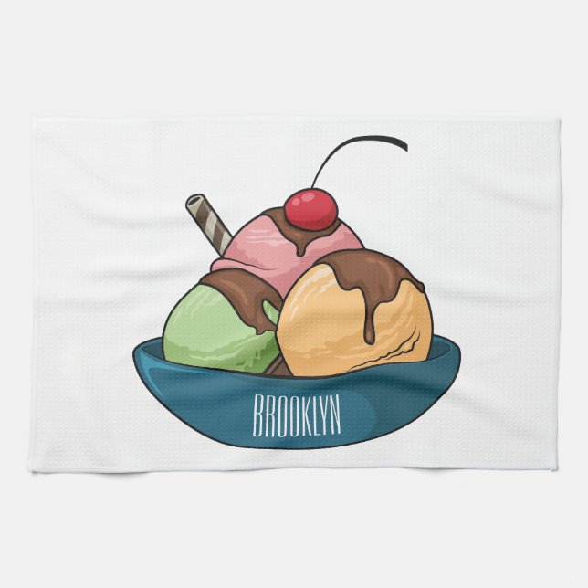 Linge De Cuisine Illustration de crème glacée (Horizontal)