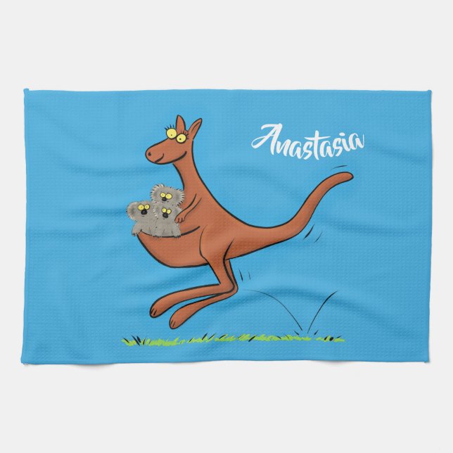 Linge De Cuisine Illustration de dessin animé Cute kangaroo et koal (Horizontal)