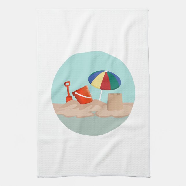 Linge De Cuisine Illustration de la scène de la plage de Bucket et  (Vertical)
