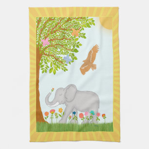 Linge De Cuisine Illustration de la scène naturelle des éléphants l