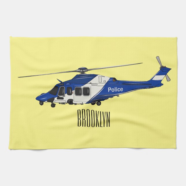 Linge De Cuisine Illustration de l'hélicoptère de police (Horizontal)