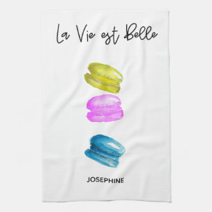 Linge De Cuisine Illustration de Mignons Macarons