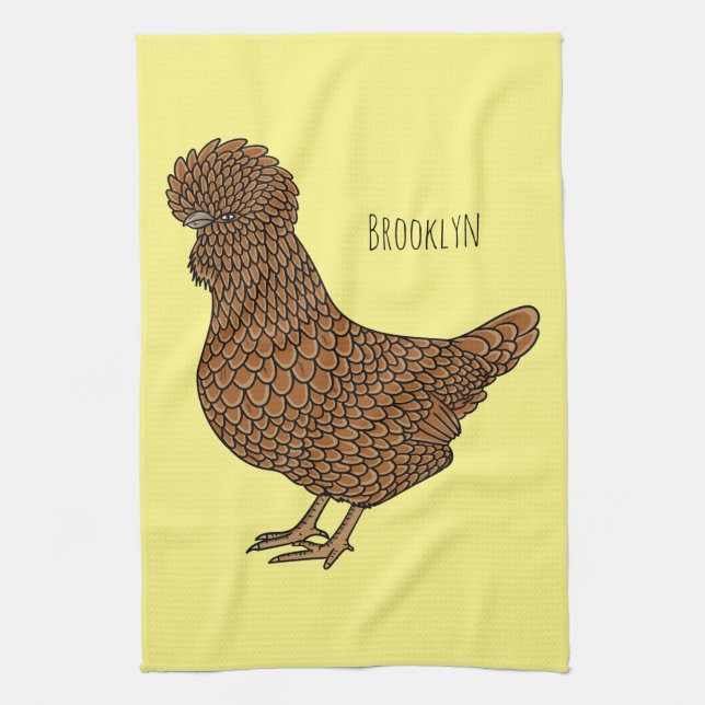 Linge De Cuisine Illustration de poulet à la polis chamois (Vertical)
