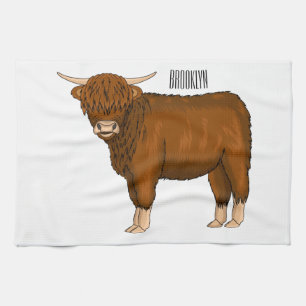 Linge De Cuisine illustration de vache highland en cartoon