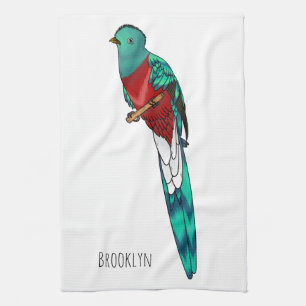 Linge De Cuisine Illustration d'oiseau de quetzal resplendissant