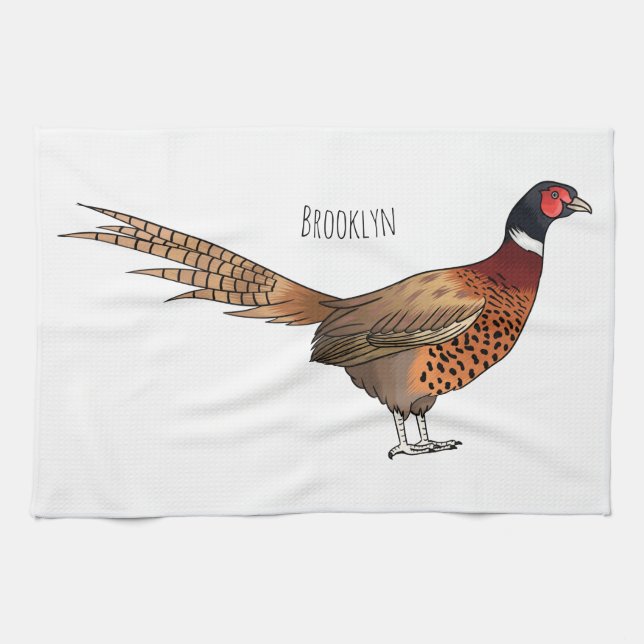 Linge De Cuisine Illustration d'oiseau faisan à cou circulaire (Horizontal)