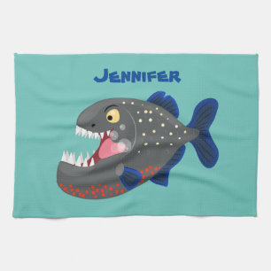 Linge De Cuisine Illustration drôle de piranha affamée
