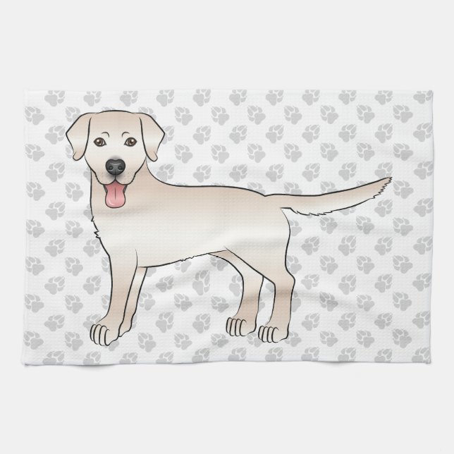 Linge De Cuisine Illustration du chien de dessin de Cream Labrador  (Horizontal)