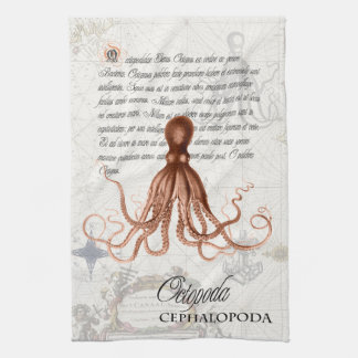 Linge De Cuisine Illustration et typographie de pieuvre Vintage mar