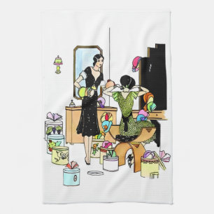 Linge De Cuisine Illustration vintage Art Déco de magasin de chapea