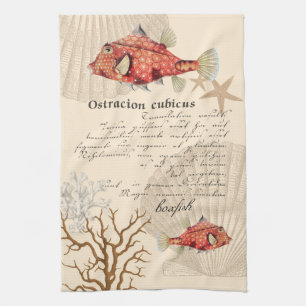 Linge De Cuisine Illustration vintage de poisson blanc orange