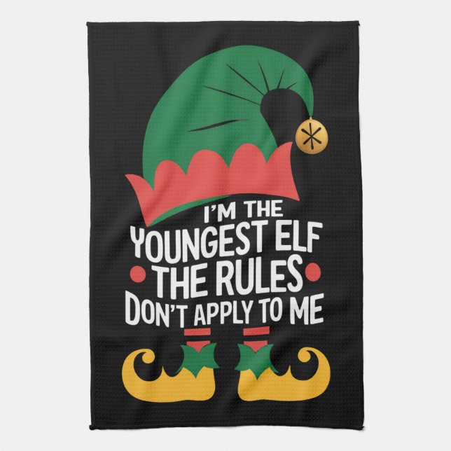 Linge De Cuisine I'm The Youngest Elf Matching Family Christmas (Vertical)