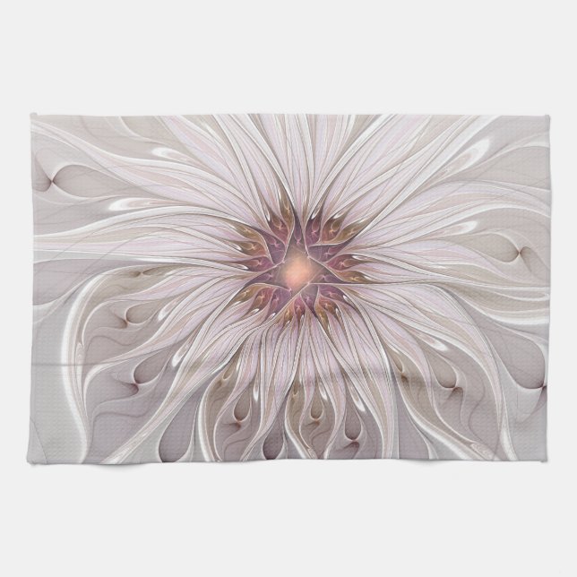 Linge De Cuisine Imaginaire Floral, Abstraite Fleur Pastel Moderne (Horizontal)