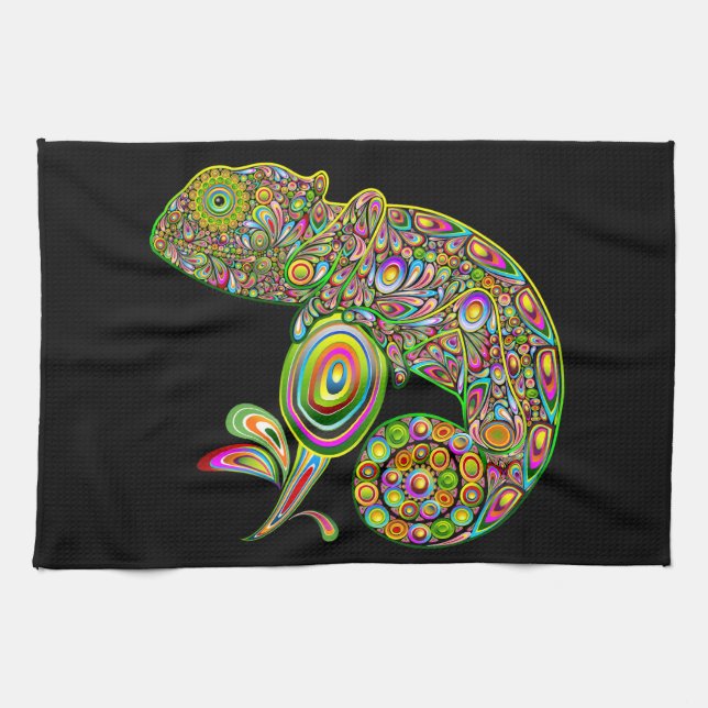 Linge De Cuisine Imaginaire psychédélique de Chameleon (Horizontal)