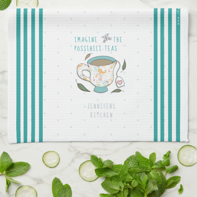 Linge De Cuisine Imaginez les possibilités Tea Puns Personnalisé (Plié)