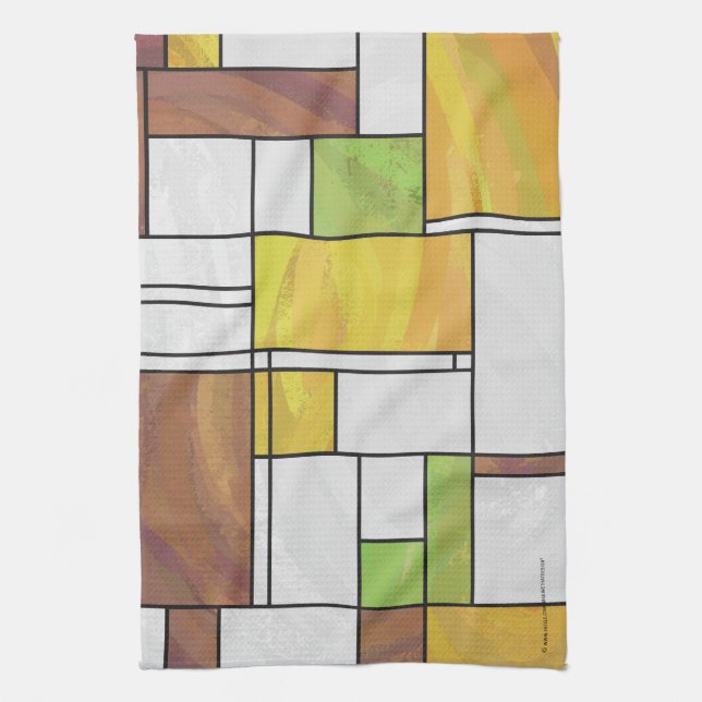 Linge De Cuisine Impression Brown jaune vert (Vertical)