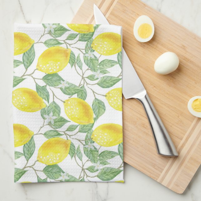 Linge De Cuisine Impression citron (Quart Plié)