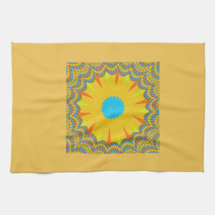 Linge De Cuisine Impression Cyan et Gold Mandala Art