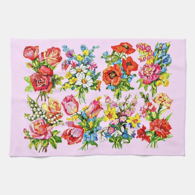 Linge De Cuisine impression de collection de fleurs florales épique (Horizontal)